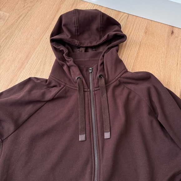 Athleta Triumph Zip Hoodie Jacket Fleece Lined Chocolate Brown Size XL - Picture 13 of 13